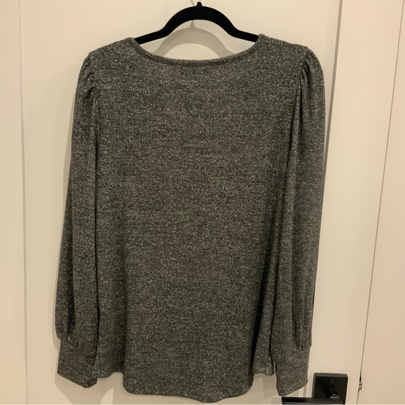 Maurices black/gray with silver weaved in long sleeve top - Picture 2 of 4